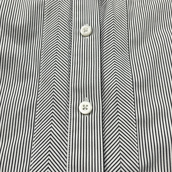 GOLD LABEL INVESTMENTS Non- Iron Chevron/Stripe Cotton BLK/WHT Career Blouse 16 - Picture 7 of 16